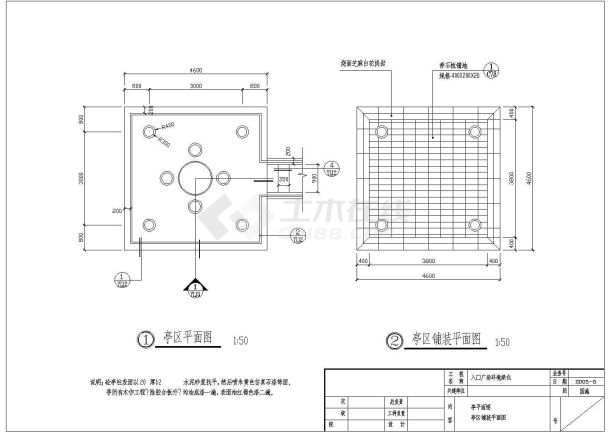 上海某纪念馆日式方亭施工全套设计cad图纸-图一