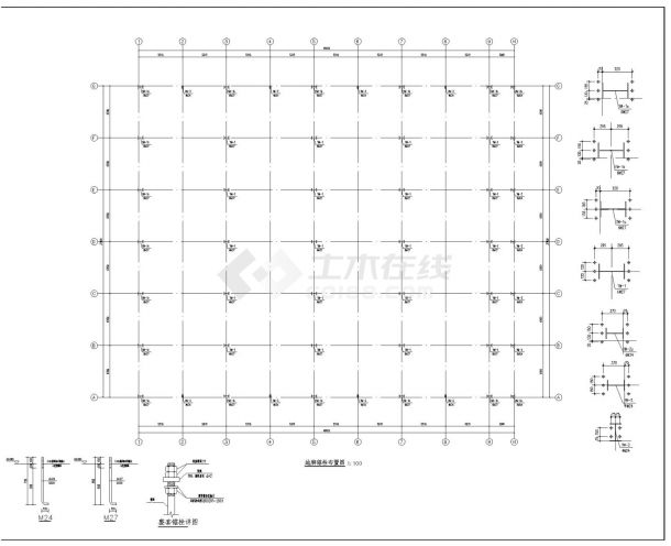 某市厂房层钢结构施工图CAD规划详图-图二