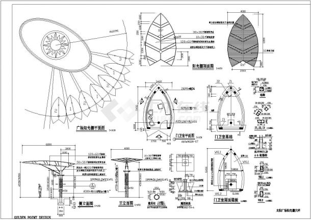 某地大型太阳广场景观施工全套设计cad图-图二