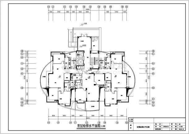 武汉市某市政单位4层办公楼给排水系统设计CAD图纸-图一