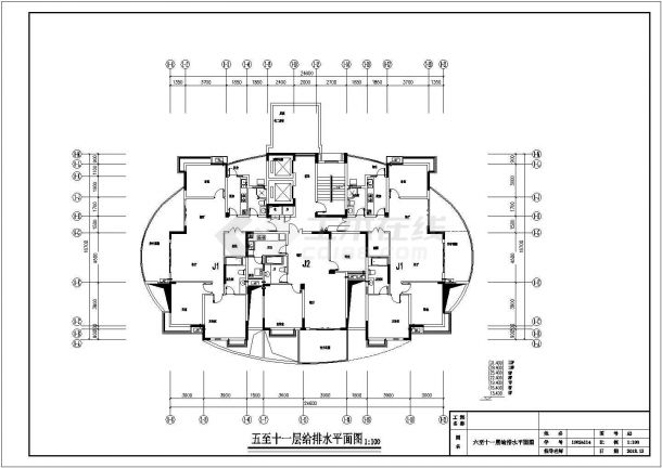 武汉市某市政单位4层办公楼给排水系统设计CAD图纸-图二