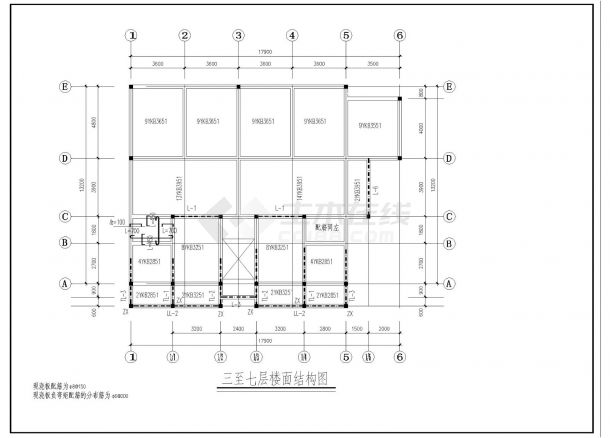 某住宅楼层框架住宅楼结构设计施工图CAD详图-图一