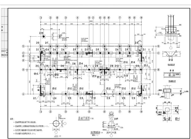 某市住宅楼层框架结构施工图CAD详图-图二