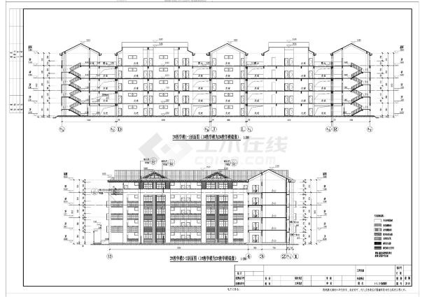 某地国际学校教学楼建筑设计施工cad图纸-图一