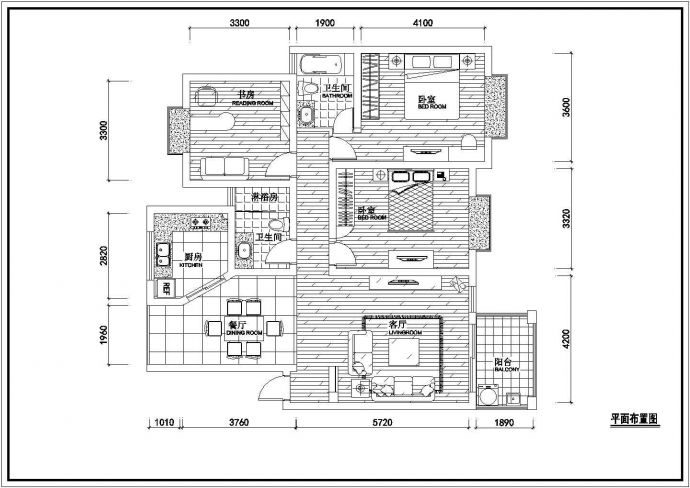 常德市某新建小区100平米户型装修施工设计CAD图纸_图1
