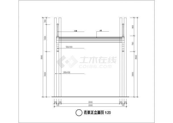 某小区休闲花园花架建施详细CAD设计图-图二