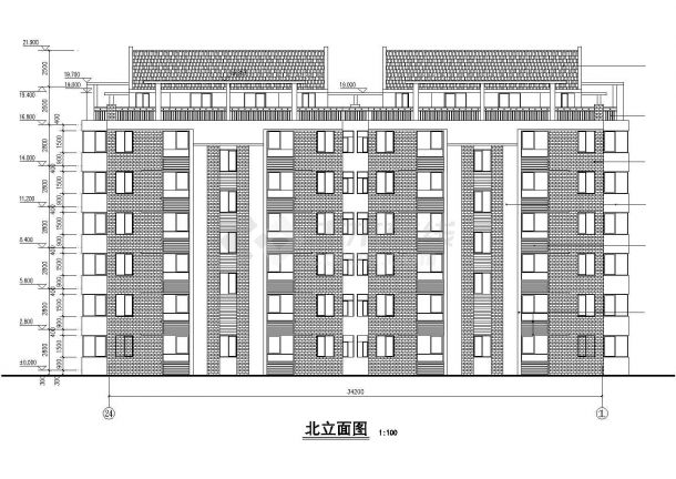 大庆市某小区4200平米6层砖混结构住宅楼建筑设计CAD图纸-图一
