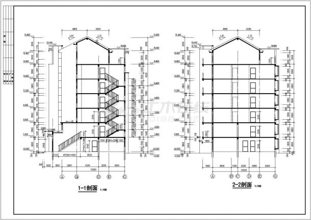 大庆市某小区4200平米6层砖混结构住宅楼建筑设计CAD图纸-图二