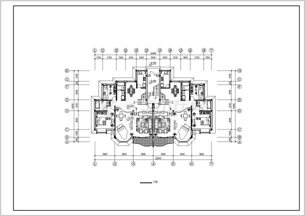 温州市某小区1100平米4层砖混结构住宅楼建筑设计CAD图纸-图一