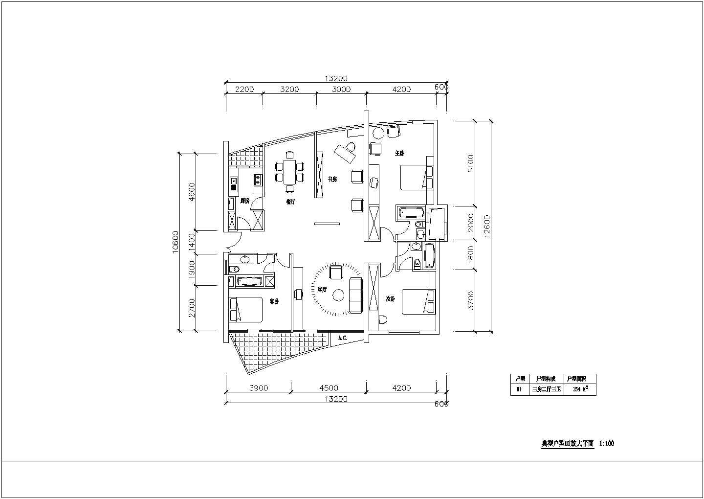 嘉兴市某新建的小区的热门户型设计CAD图纸（共5张）