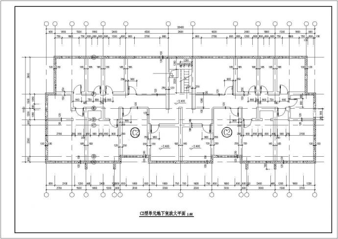 4900平米7层框架结构住宅楼平面设计CAD图纸（含地下室和跃层）_图1