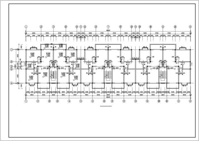 4350平米7层框混结构商住楼建筑设计CAD图纸（底层营业房）_图1