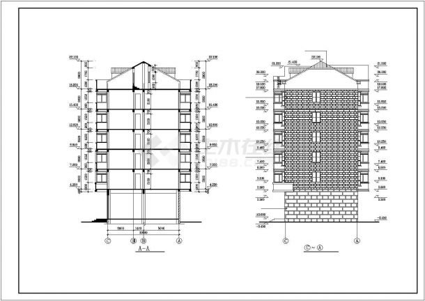 4350平米7层框混结构商住楼建筑设计CAD图纸（底层营业房）-图二