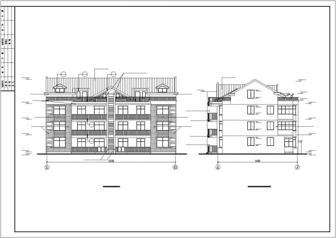 南昌市某小区1100平米4层砖混结构住宅楼全套建筑设计CAD图纸_图1