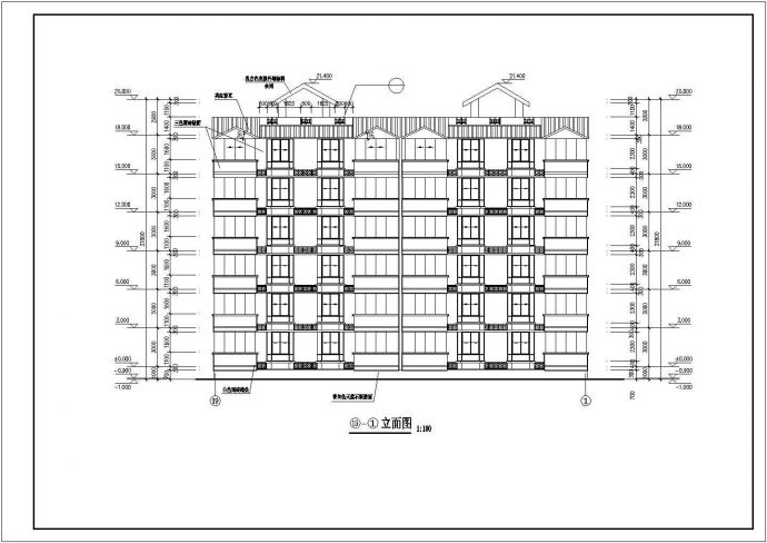 广州市某小区2100平米6层砖混结构住宅楼建筑设计CAD图纸_图1