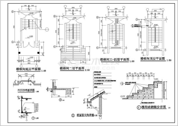广州市某小区2100平米6层砖混结构住宅楼建筑设计CAD图纸-图二