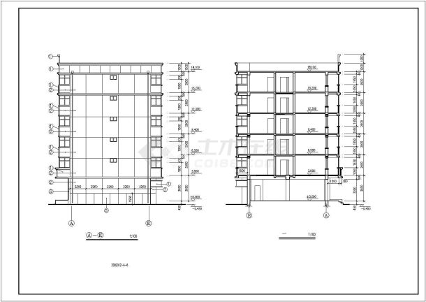 太原市某小区6层混合结构商住楼建筑设计CAD图纸（底层商铺）-图一