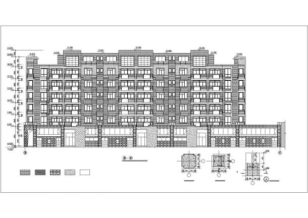 4200平米左右7层混合结构商住楼建筑设计CAD图纸（底层营业房）-图一