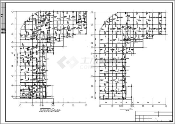 上海某小区临街9层框架结构商住楼全套结构设计CAD图纸-图二