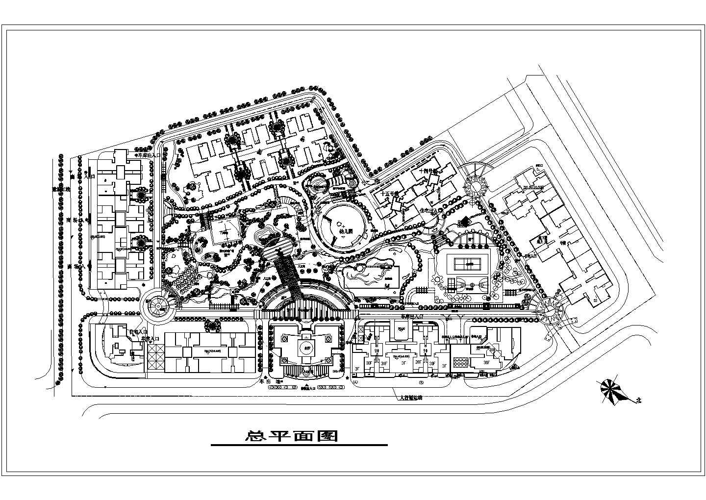 某经典住宅区景观整体规划设计施工CAD图纸