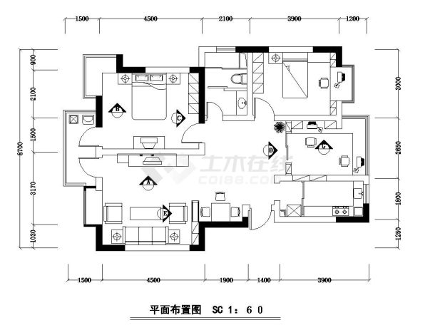 某市远锦美地室内装修设计全套参考CAD详图-图一