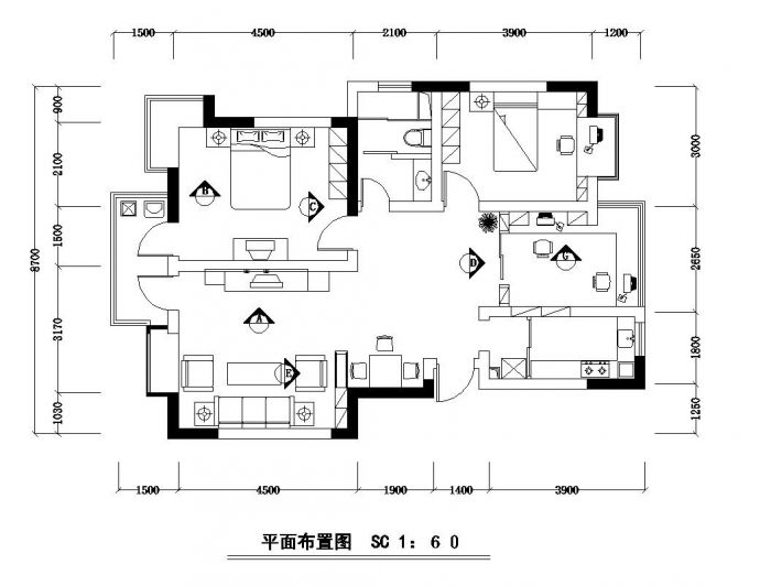 某市远锦美地室内装修设计全套参考CAD详图_图1