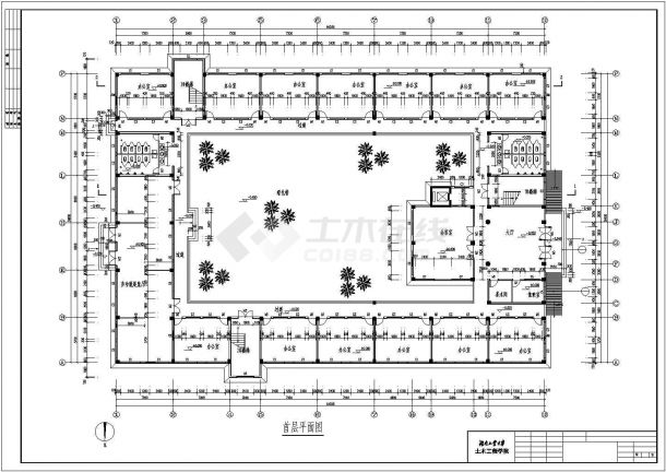 株洲市某市政单位6530平6层框架综合楼建筑设计CAD图纸（含结构图）-图二