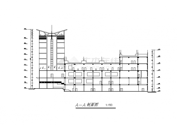 广东某大型酒店综合楼建筑设计施工cad图纸（含说明）-图二