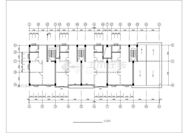 湖州市某小区5900平米8+1层砖混结构住宅楼建筑设计CAD图纸-图一