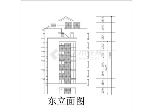 4300平米左右7层框混结构住宅楼建筑设计CAD图纸（含架空层）-图一