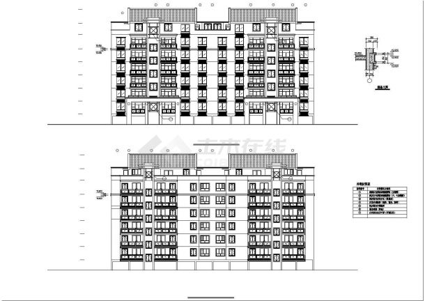 3800平米七层混合结构住宅楼建筑设计CAD图纸（不含架空层）-图一
