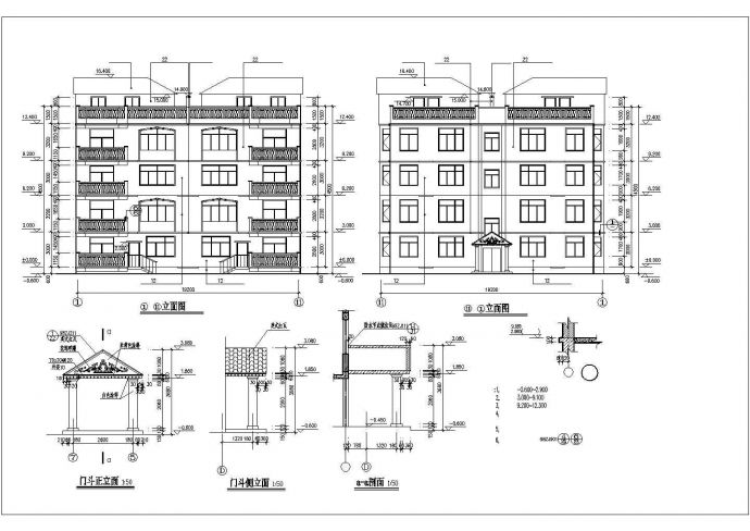 衢州市某小区占地210平米4+1层砖混结构建筑设计CAD图纸_图1