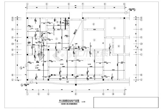 某高层住宅楼砖混建筑结构布置参考CAD详图-图二