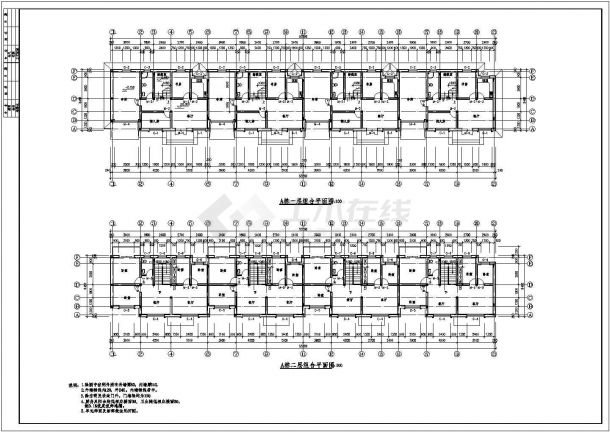 800平米左右2层砖混结构组合式住宅楼建筑设计CAD图纸（3套方案）-图一