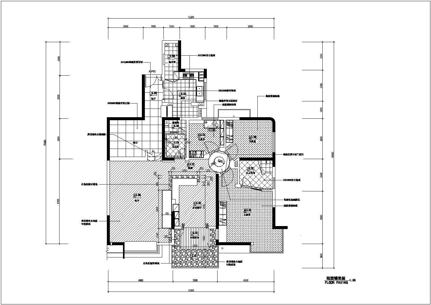 南京市某新建小区130平米样板房户型全套装修施工设计CAD图纸