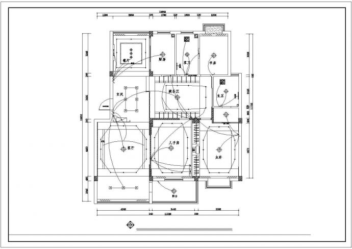 南阳市南岸花园小区120平米户型全套装修设计CAD图纸_图1