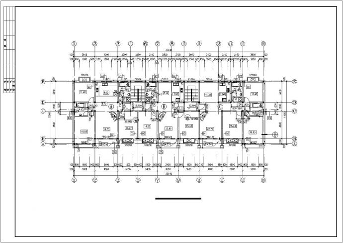 3200平米6+1层砖混结构民居楼建筑设计CAD图纸（含车库和阁楼）_图1