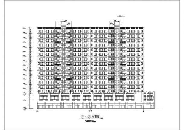 西安市某小区临街16层框架结构商住楼建筑设计CAD图纸（1-2层商用）-图一