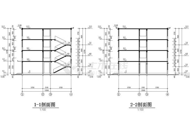 宁波市某工厂1800平米4层砖混结构职工宿舍楼建筑设计CAD图纸-图一