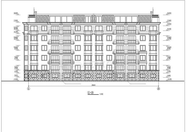 2700平米五层砖混结构住宅楼建筑设计CAD图纸（不含车库和阁楼）-图一