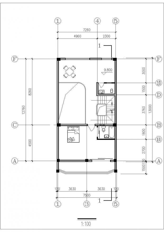 广州某村镇480平米五层框混结构自建民居楼建筑设计CAD图纸_图1