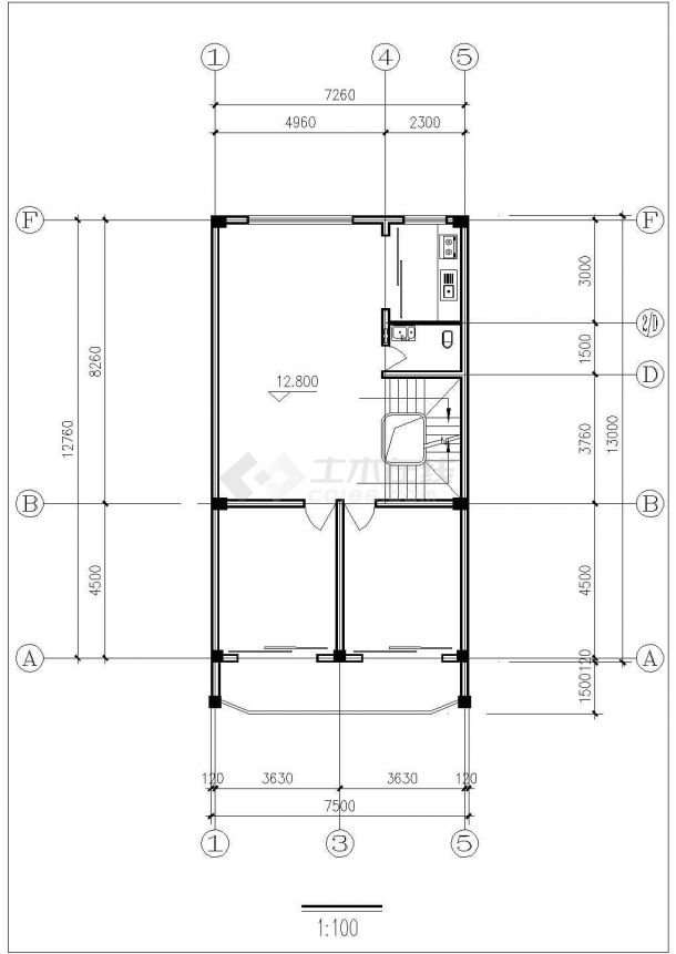 广州某村镇480平米五层框混结构自建民居楼建筑设计CAD图纸-图二