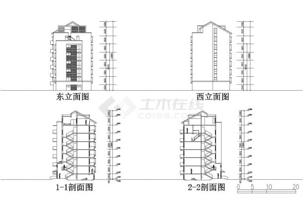 汉中市某小区7层混合结构住宅楼建筑设计CAD图纸（不含架空层）-图一