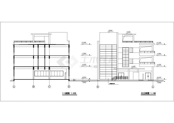 常州市某工厂3层框架结构职工宿舍楼建筑设计CAD图纸-图二