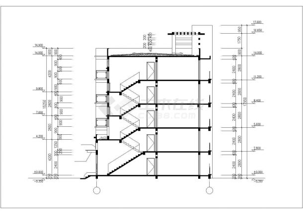延安市某小区2700平米五层砖混结构住宅楼全套建筑设计CAD图纸-图一