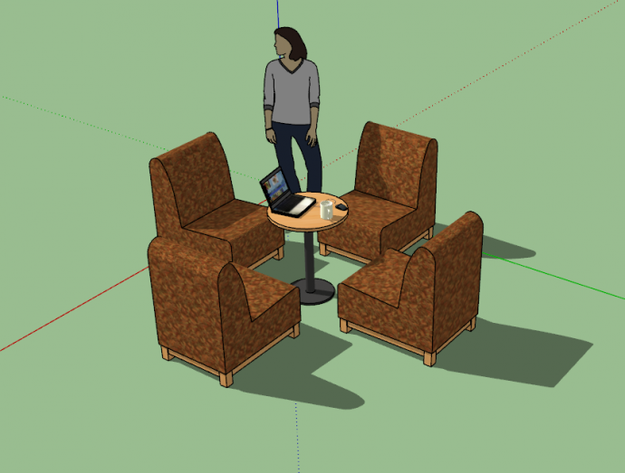 咖啡店单人沙发SU模型设计_图1