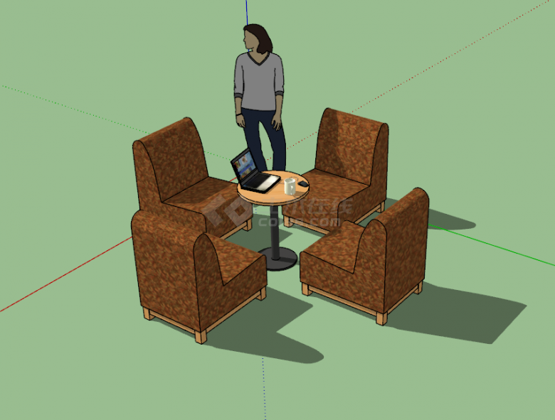 咖啡店单人沙发SU模型设计-图一