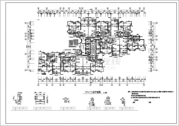 武汉市某街道32层框架结构商住公寓楼平面设计CAD图纸-图一