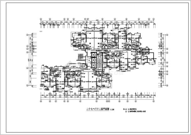 武汉市某街道32层框架结构商住公寓楼平面设计CAD图纸-图二