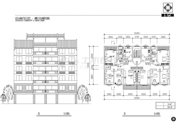 某新建小区7层混合结构住宅楼建筑设计CAD图纸（四套方案）-图一